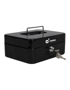 CAJA DE CAUDALES METÁLICA CON LLAVE 9X20X16CM 3 COMPARTIMENTOS CROMAD