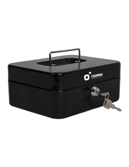 CAJA DE CAUDALES METÁLICA CON LLAVE 9X20X16CM 3 COMPARTIMENTOS CROMAD