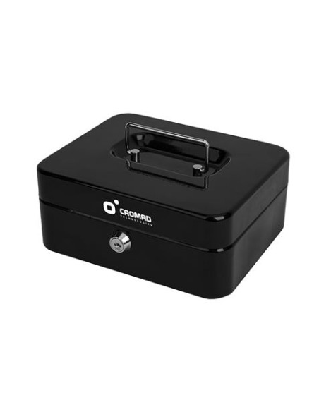 CAJA DE CAUDALES METÁLICA CON LLAVE 9X20X16CM 3 COMPARTIMENTOS CROMAD