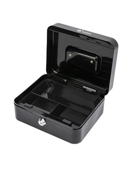 CAJA DE CAUDALES METÁLICA CON LLAVE 9X20X16CM 3 COMPARTIMENTOS CROMAD