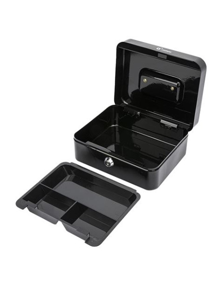 CAJA DE CAUDALES METÁLICA CON LLAVE 9X20X16CM 3 COMPARTIMENTOS CROMAD