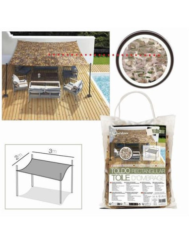 TOLDO RECTANGULAR EFECTO CAMUFLAJE CON BOLAS 2X3 METROS