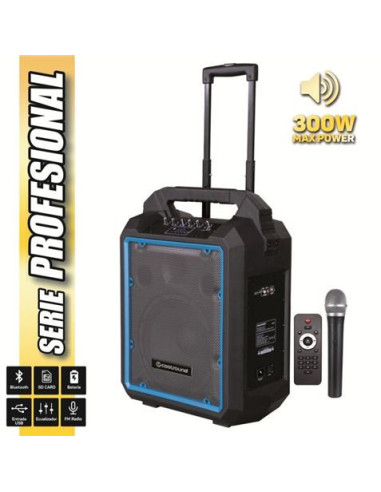 ALTAVOZ AUTOAMPLIFICADO PRO300 10 300W CON BATERIA + MICRO SERIE PRO COOLS