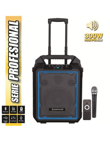 ALTAVOZ AUTOAMPLIFICADO PRO300 10 300W CON BATERIA + MICRO SERIE PRO COOLS
