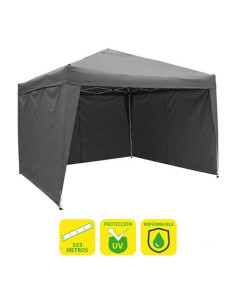 CARPA PLEGABLE ACERO 3X3 METROS GRIS + 3 PAREDES PARA CARPA PLEGABLE
