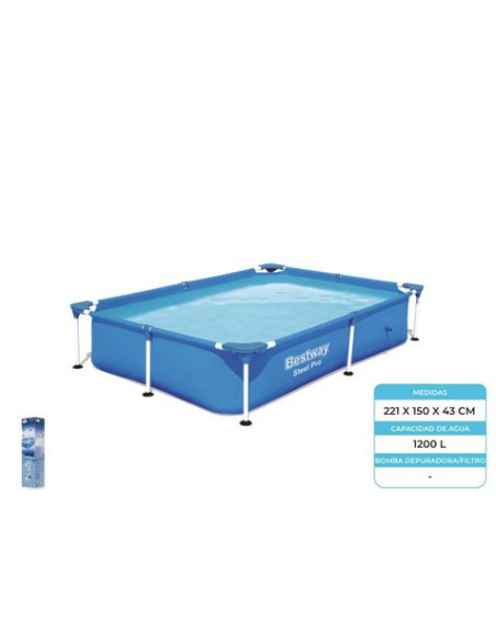 PISCINA RECTANGULAR STEEL PRO 221X150X43 BESTWAY