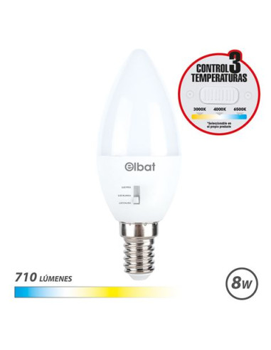 BOMBILLA LED C37 | 8W | 710LM | E14 | LUZ CALIDA/BLANCA/FRIA | ELBAT