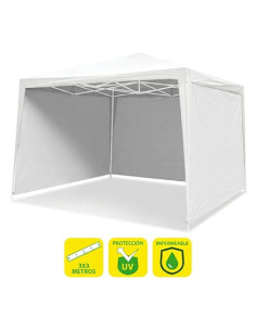 CARPA ACERO RAFIA 3X3 METROS BLANCA + 3 PAREDES PARA CARPA PLEGABLE