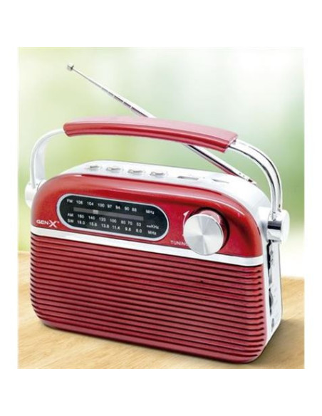 RADIO CLASICA RECARGABLE CON BLUETOOTH 4408 ROJA GEN-X