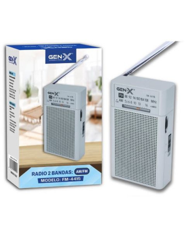 RADIO PORTATIL AM/FM ANALOGICA ALTA SENSIBILIDAD PLATA FM-4415 GEN-X