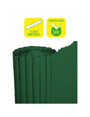 CAÑIZO PLÁSTICO DOBLE CARA 1.5X3 METROS VERDE SUNGARDEN