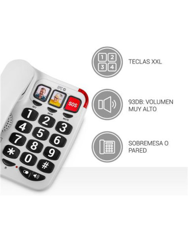 TELEFONO FIJO TECLAS XXL 3295B BLANCO SPC