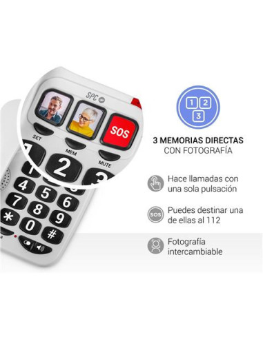 TELEFONO FIJO TECLAS XXL 3295B BLANCO SPC