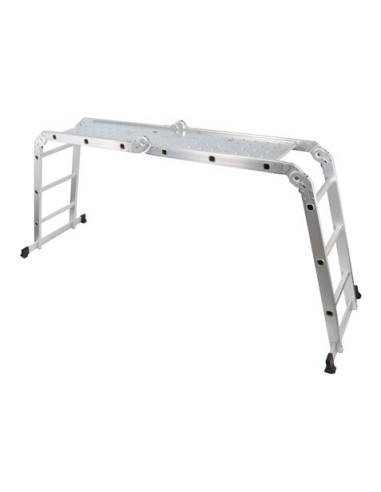 ESCALERA ALUMINIO ARTICULADA 3X4 PLATAFORMA MADER