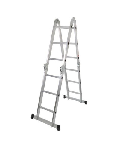ESCALERA ALUMINIO ARTICULADA 3X4 PLATAFORMA MADER
