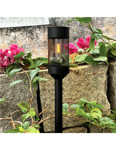 ESTACA SOLAR CON MALLA DE ACERO LUZ CALIDA 72X72MM