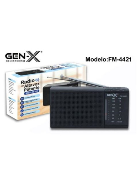 RADIO PORTATIL AM/FM DIAL CLASICO ALTA SENSIBILIDAD NEGRA GEN-X