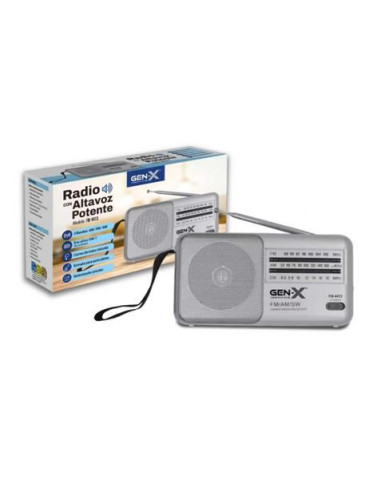 RADIO PORTATIL CLASICA SW/AM/FM ANALOGICA PLATA FM-4413 GEN-X