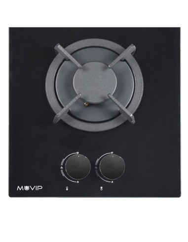 PLACA A GAS PARA ENCASTRAR 2 FUEGOS CRISTAL NEGRO MUVIP
