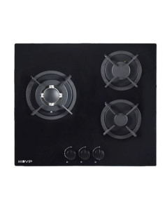 PLACA A GAS PARA ENCASTRAR 3 FUEGOS CRISTAL NEGRO MUVIP 2