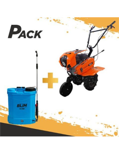 PACK MOTOCULTOR GASOLINA 7.5HP + SULFATADORA BATERIA 20 LITROS BLIM