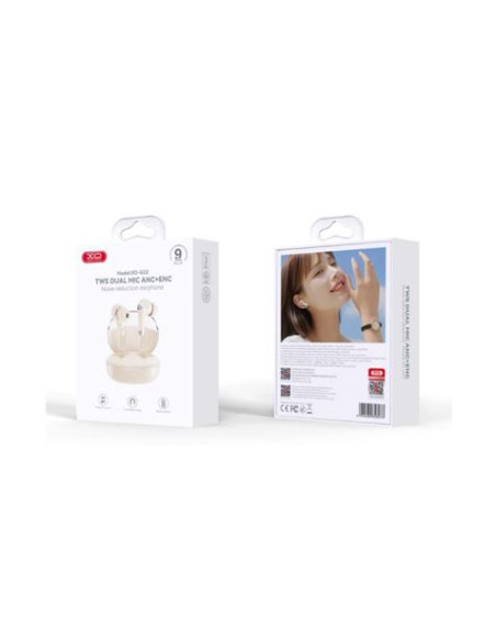 AURICULARES BLUETOOTH TWS CON DOBLE MICRO Y CANCELACION DE RUIDO G22 BEIGE