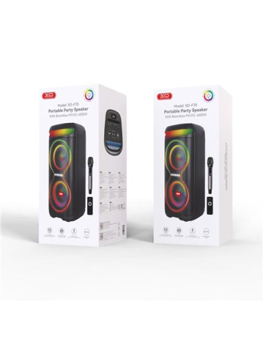 ALTAVOZ KARAOKE 40W CON MICROFONO INALAMBRICO Y RGB F70 XO