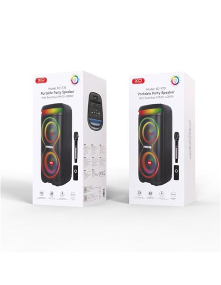 ALTAVOZ KARAOKE 40W CON MICROFONO INALAMBRICO Y RGB F70 XO