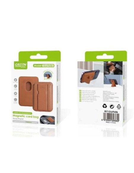 CARTERA MAGSAFE CON SOPORTE MARRON GREENLYCA