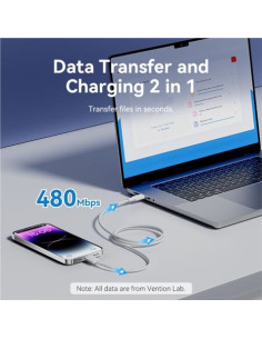 CABLE USB C A LIGHTNING | 3A | 1MTR BLANCO VENTION 2