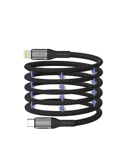 CABLE USB TIPO C A LIGHTNING 1 METRO 27W BLACK NYLON MAXLIFE