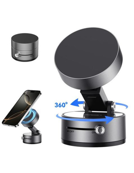 SOPORTE COCHE SMARTPHONE POR VACIO / MAGNETICO C170 NEGRO XO