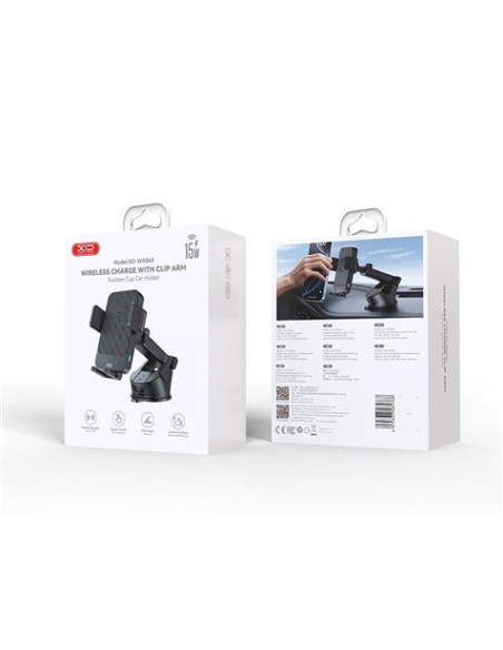 SOPORTE DE COCHE CON CARGA INALAMBRICA 15W WX043 XO