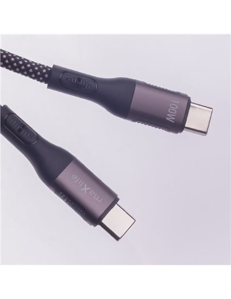 CABLE NYLON TIPO C A TIPO C MAGNETICO 100W 1M NEGRO MAXLIFE