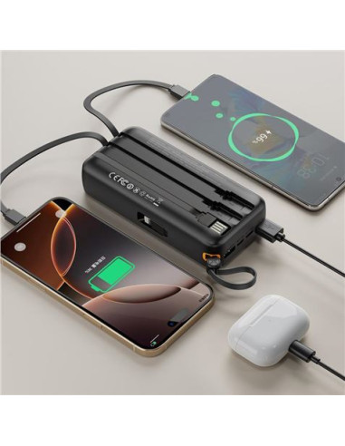 POWERBANK 20000MAH 3 SALIDAS NEGRO PR278 XO