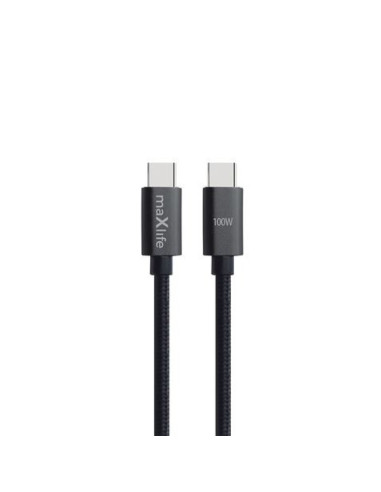 CABLE TRENZADO TIPO C A TIPO C 100W 1M NEGRO MAXLIFE