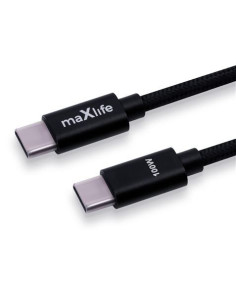 CABLE TRENZADO TIPO C A TIPO C 100W 1M NEGRO MAXLIFE 2