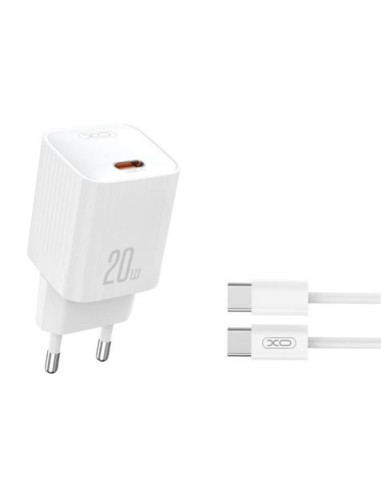 CARGADOR RAPIDO USB-C 20W CON CABLE TIPO C L146 BLANCO XO