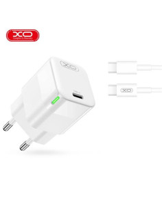 CARGADOR TIPO C 30W + CABLE TIPO C - TIPO C 1 METRO BLANCO XO