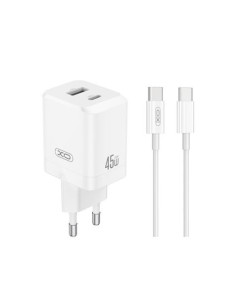 CARGADOR USB+USB-C 45W CON CABLE TIPO-C BLANCO XO
