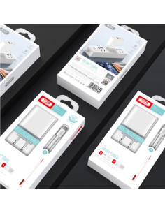 CARGADOR DE CORRIENTE L64 18W TIPO C + USB QC 3.0 + CABLE LIGHTNING XO 2