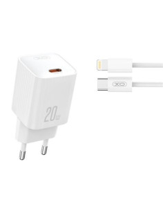 CARGADOR RAPIDO USB-C 20W CON CABLE LIGHHTNING L146 BLANCO XO