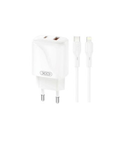 CARGADOR USB+USB-C 20W L158 CON CABLE LIGHTNING BLANCO XO