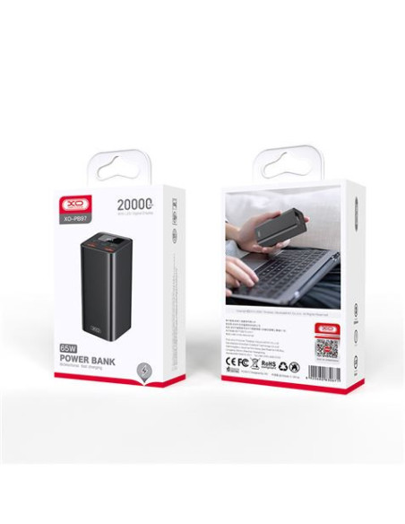 POWERBANK PB97 20000MAH | 4 X USB | 65W | DISPLAY NEGRA XO