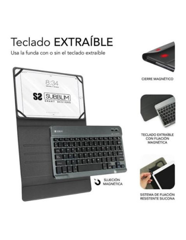 FUNDA CON TECLADO BLUETOOTH EXTRAIBE 10.1-10.8 SUBBLIM
