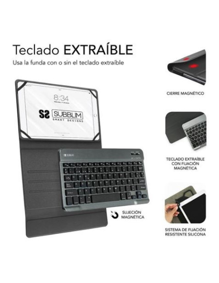FUNDA CON TECLADO BLUETOOTH EXTRAIBE 10.1-10.8 SUBBLIM