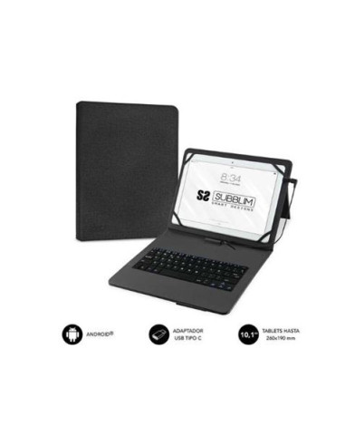 TECLADO CON FUNDA UNIVERSAL PARA TABLETS HASTA 11 NEGRO SUBBLIM