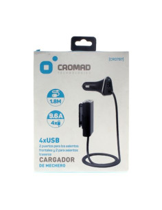 CARGADOR DE MECHERO 9.6A 4 X USB NEGRO CROMAD 2