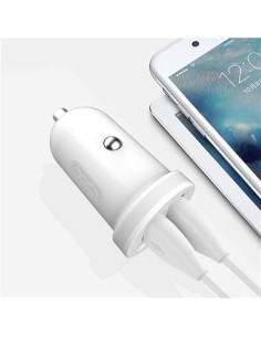 PACK CARGADOR MECHERO TZ08 2.1A + CABLE TIPO LIGHTNING BLANCO XO 2