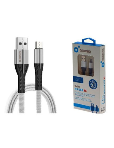 CABLE HQ USB A MICRO USB 1 METRO 3A PLATA CROMAD